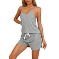 thumbnail image 4 of INSPIRE CHIC Women's Pajama Sets Modal Sleepwear Cami Racerback Top with Shorts PJ Set L Light Gray, 4 of 6