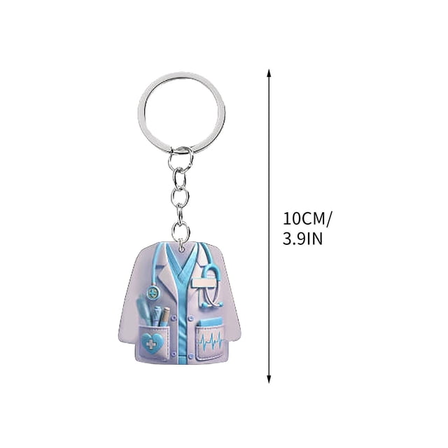 Colgante de coche con uniforme de enfermera plano 2D, decoración para árbol de Navidad, llavero plano de acrílico, colgante de joyería