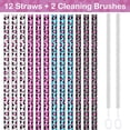 thumbnail image 3 of NiHome 12-Pack Reusable Plastic Straws Fit for Stanley 40oz & 30oz Tumbler, 12" Long Leopard Straws Fit for Simple Modern, Quencher, Yeti, Meoky with 2 Brushes, Durable BPA-Free (4 Colors), 3 of 10