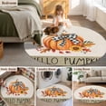 thumbnail image 5 of Round Area Rugs Collection 7 Ft, Thanksgiving Non-Slip Residential Carpet, Farmhouse Retro Orange Pumpkin Flowers Indoor Crawling Mats Runner Rugs for Living Room/Dining Room/Bedroom, 5 of 8