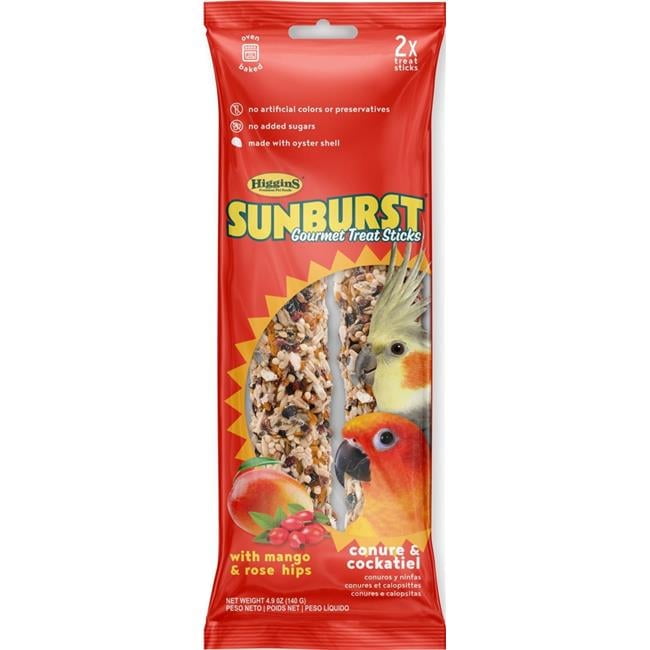 Higgins 32411 Sunburst Gourmet Avian Sticks Treat - Canary & Tiel, Mango & Rose Hips - 4.9 oz