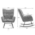 thumbnail image 6 of Modern Rocking Chair, Soft Teddy Velvet Rocking Chair for Nursery, Comfy Wingback Glider Rocker with Solid Wood Base for Living Room Bedroom Balcony, Brown, 6 of 9