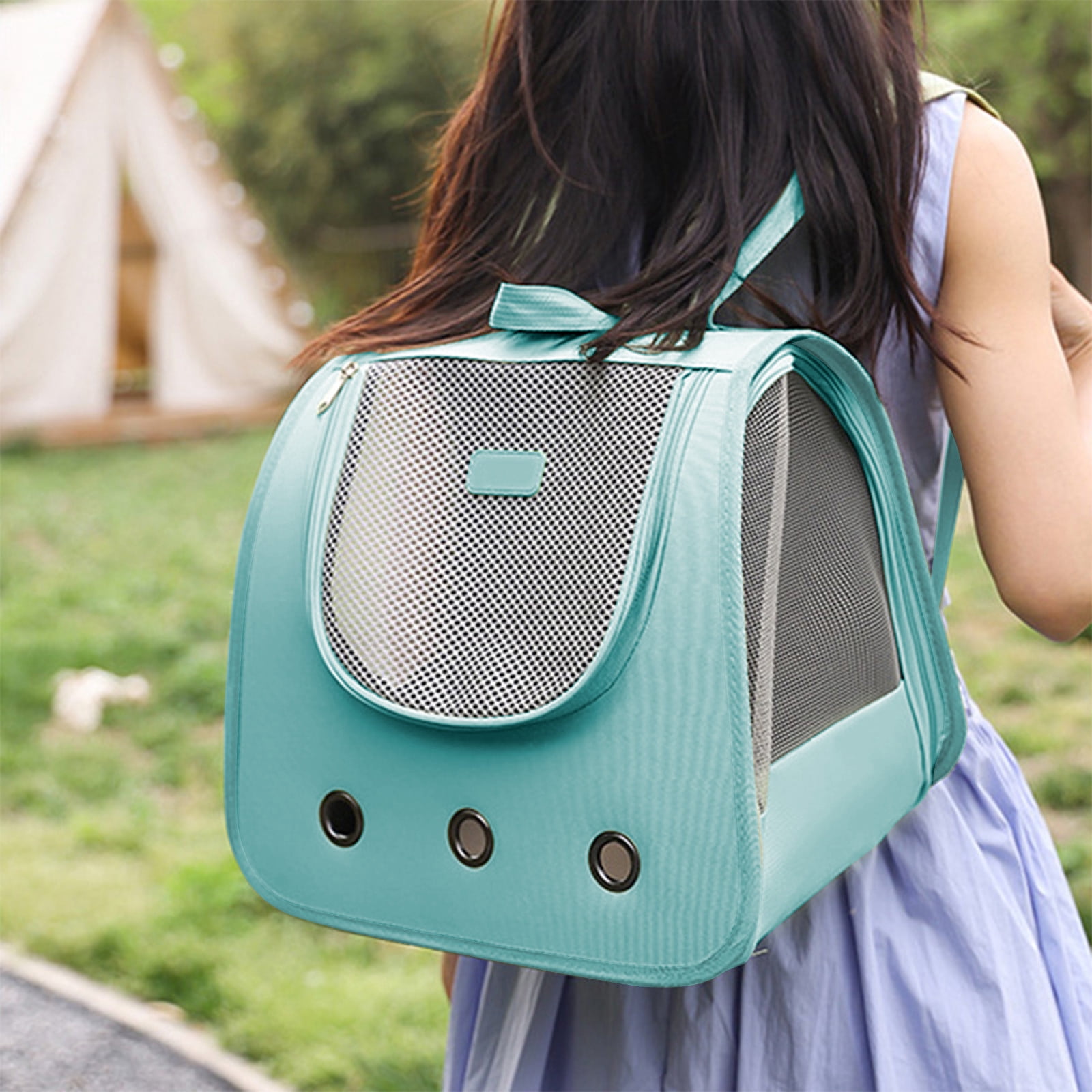 Qonioi Foldable Cat Backpack, Breathable Pet Carrier Backpack for Cats, Portable Walking Bag for Hiking Travel with Ventilation & Safety Lock