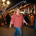 thumbnail image 3 of Agnes Orinda Women's Plus Size Halloween Outfits Chiffon Top V Neck 3/4 Sleeve Summer Casual Tunic Blouse 3X Red, 3 of 8