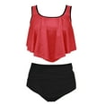 thumbnail image 4 of Wycnly Womens Swimsuits Tankini Swimsuits for Women Tankini Swimsuits Bikini Set Summer Beach Ruffle High Waist Shorts Modest Bathing Suit Bikini, 4 of 6