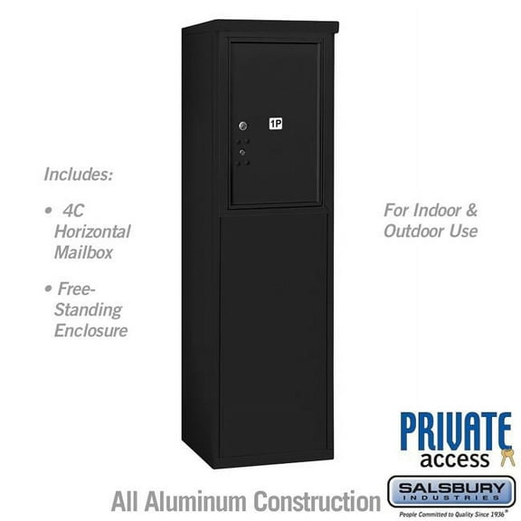 Salsbury Industries  17.75 x 52.875 x 18.5 in. Free-Standing 4C Horizontal Mailbox Unit - Front Loading - Private Access, Black