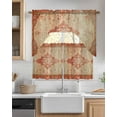 thumbnail image 2 of Red Beige Kitchen Curtain and Valance Set 3 Pieces,Rod Pocket Short Tier Curtains 36 Inch Length,Vintage Boho Ethnic Geometric Abstract Art Swag Topper Small Window Treatment for Cafe Bathroom, 2 of 6