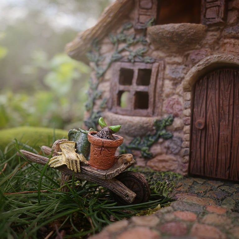 Mini Outdoor Garden Wheelbarrow Hand Tools Fairy Dollhouse Yard Decor Accessory Mini Outdoor Garden Wheelbarrow Hand Tools Fairy Dollhouse Yard Decor Accessory