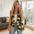 thumbnail image 2 of Psesaysky Womens Casual Suit Vest Yellow Lemon Print Loose Fit One Button Waistcoat Sleeveless Blazer Jackets Dressy Blazers Vest Tops, Size 3XL, 2 of 6