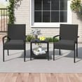 thumbnail image 2 of Gymax 3 Piece Patio Furniture Set Outdoor Wicker Chair & Table Set w/ Seat Cushions Black, 2 of 10
