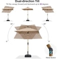 thumbnail image 4 of PURPLE LEAF 6' x 9' Patio Umbrella with Base Market Umbrella Rectangular Outdoor Umbrella with Push Button Tilt & Crank and 8 Ribs Aluminum Table Umbrella for Pool Backyard Beach, Taupe, 4 of 7