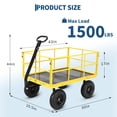 thumbnail image 4 of Heavy Duty Mesh Steel Garden Cart, 1500 Lbs Capacity Folding Utility Wagon with Removable Sides and Wheels for Transporting Gardening Soil Tools and Plants, Yellow, 4 of 10