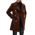 thumbnail image 5 of comerut Men Fall Winter Overcoat Double-breasted Turn-down Collar Solid Color Thick Mid Length Warm Pockets Streetwear Cardigan Men Trenchcoat, 5 of 8