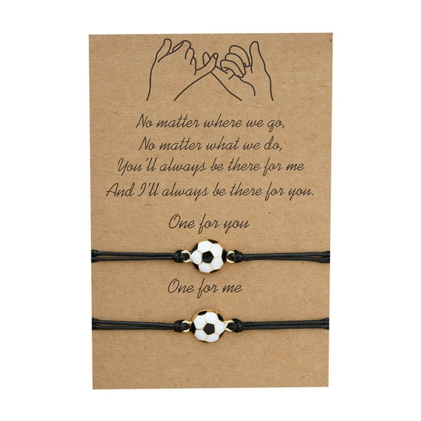 Fútbol en forma de tarjeta Mejor Amigo Pulseras Parejas Pulseras para 2 a juego de él y su amante pulsera de joyería para la relación de amistad novio novia