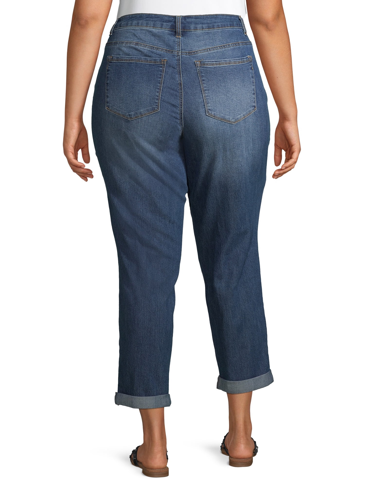 Womens A3 Denim Roll Cuff Jean With Destruction Medium Wash 26+ eBay