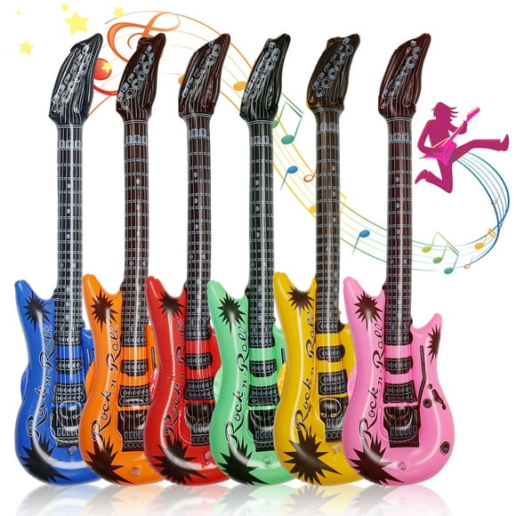 HomeMall 6 colors 35 Inch Inflatable guitar Toy, Rock Star Inflatable Electric colorful guitar, Rock and Roll Party Favor Supplies for Karaoke Themed Party, childrenAs Birthday Party Decorations