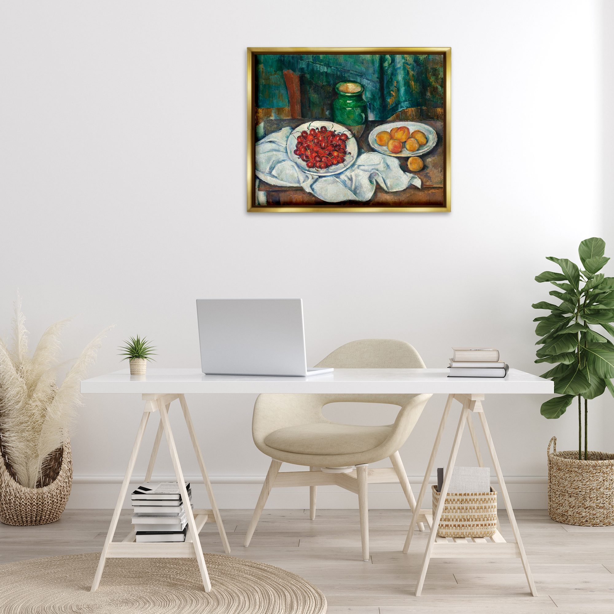 Stupell Industries Classical Fruit Still Life Food & Beverage Painting Gold Floater Framed Canvas Art Print Wall Art, 31 x 25