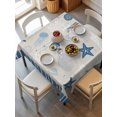 thumbnail image 6 of Blue Coastal Table Cloth, Vintage Ocean Nautical Starfish Coral Striped Waterproof Tablecloth for Square Tables, Reusable Washable Fabric Table Cover for Restaurant Kitchen Dining Tables 60"x60", 6 of 6