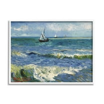 Stupell Industries The Sea at Les Saintes-Maries-de-la-Mer Vincent van Gogh Painting Painting White Framed Art Print Wall Art, Design by one1000paintings