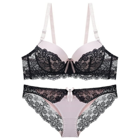 

Dtydtpe bras for women Fashionable Woman s Lace Bra Brassieres Steel Ring Bra Set Ladies Lace Bra Underwear Set Black