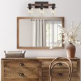 thumbnail image 5 of Wood Farmhouse Vanity Light,3-Light Rustic Bathroom Light Fixture with Clear Glass Shade,Industrial Black Wall Sconce for Bathroom Lighting, (Wood, 3-Light), 5 of 5