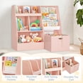 thumbnail image 3 of Curipeer 30'' Kids Bookshelf , 3-Tier Toy Storage Organizer with Removable Toy Bins, Pink, 3 of 8