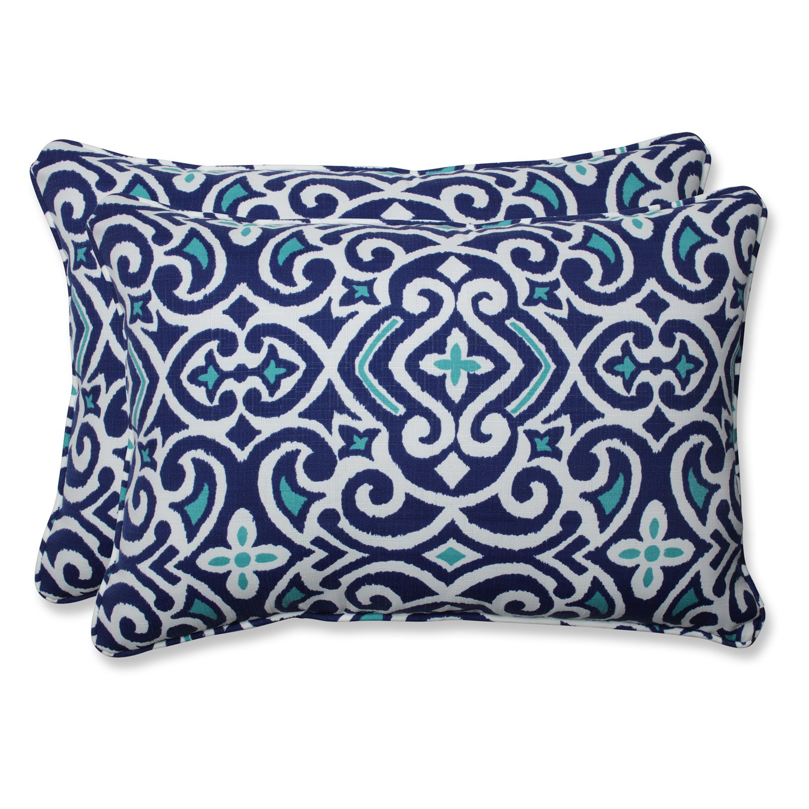 Pillow Perfect Outdoor/Indoor New Damask Marine Oversized Rectangular