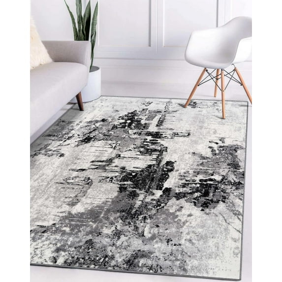 Luxe Weavers Contemporary Abstract Gray 8x10 Area Rug, Machine-Made Modern Carpet