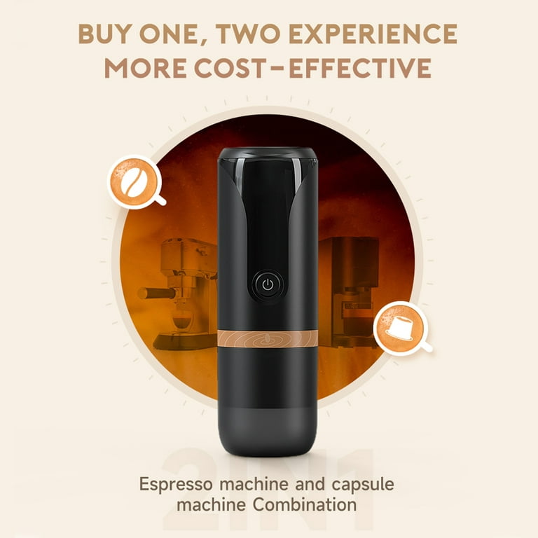 Arealer Portable Espresso Machine 9 Bar Pressure Rechargeable 2 in 1 Small Travel Coffee Maker Compatible with Capsules Ground Coffee Perfect for