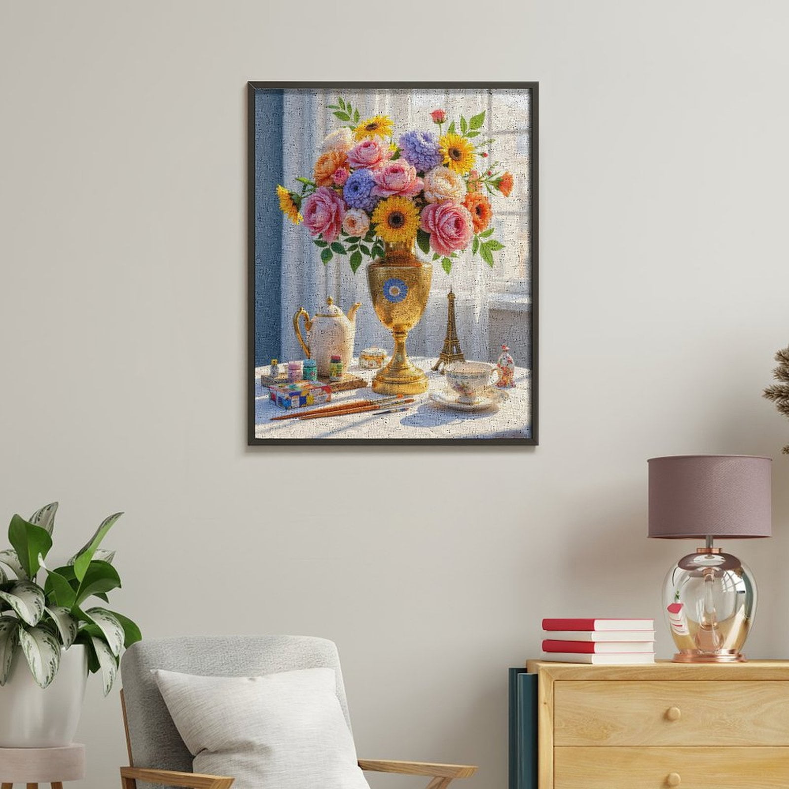Paint By Numbers Kit for Adults Beginner - DIY Vibrant Floral Still Life Art Table Canvas Painting Kits for Adults, Frameless Paint By Number for Adults for Home Wall Decor 16x20 Inch