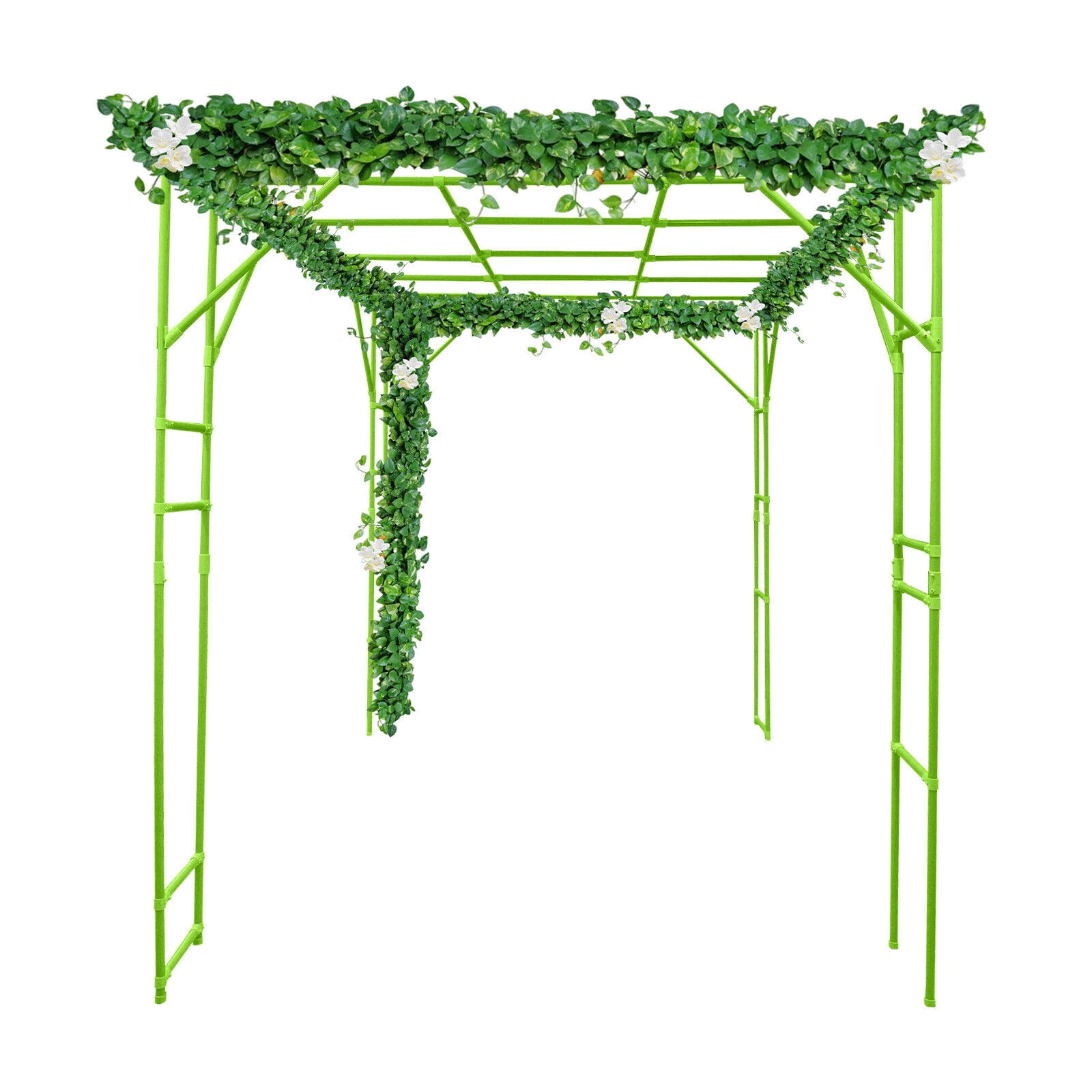 Outdoor Plant Trellis 9.8x6.6ft - Steel Climbing Stand for Tomatoes, Cucumbers, Vines, Green ABS Feet