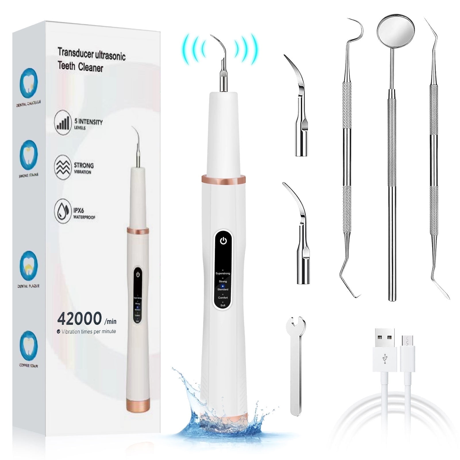 Plaque Remover for Teeth, Teeth Cleaning Kit with 5 Modes