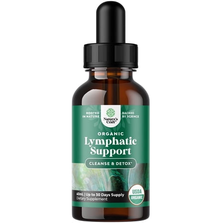 Organic Lymphatic Support Drainage Drops - Herbal Lymphatic Cleanse and Immune Support Supplement with Organic Echinacea Goldenseal & Red Clover Extract - Vegan Non GMO and Alcohol Free - 60ml