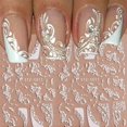 thumbnail image 1 of Pegatinas de uñas con flores de encaje blanco mate, 2 piezas, 1 of 6