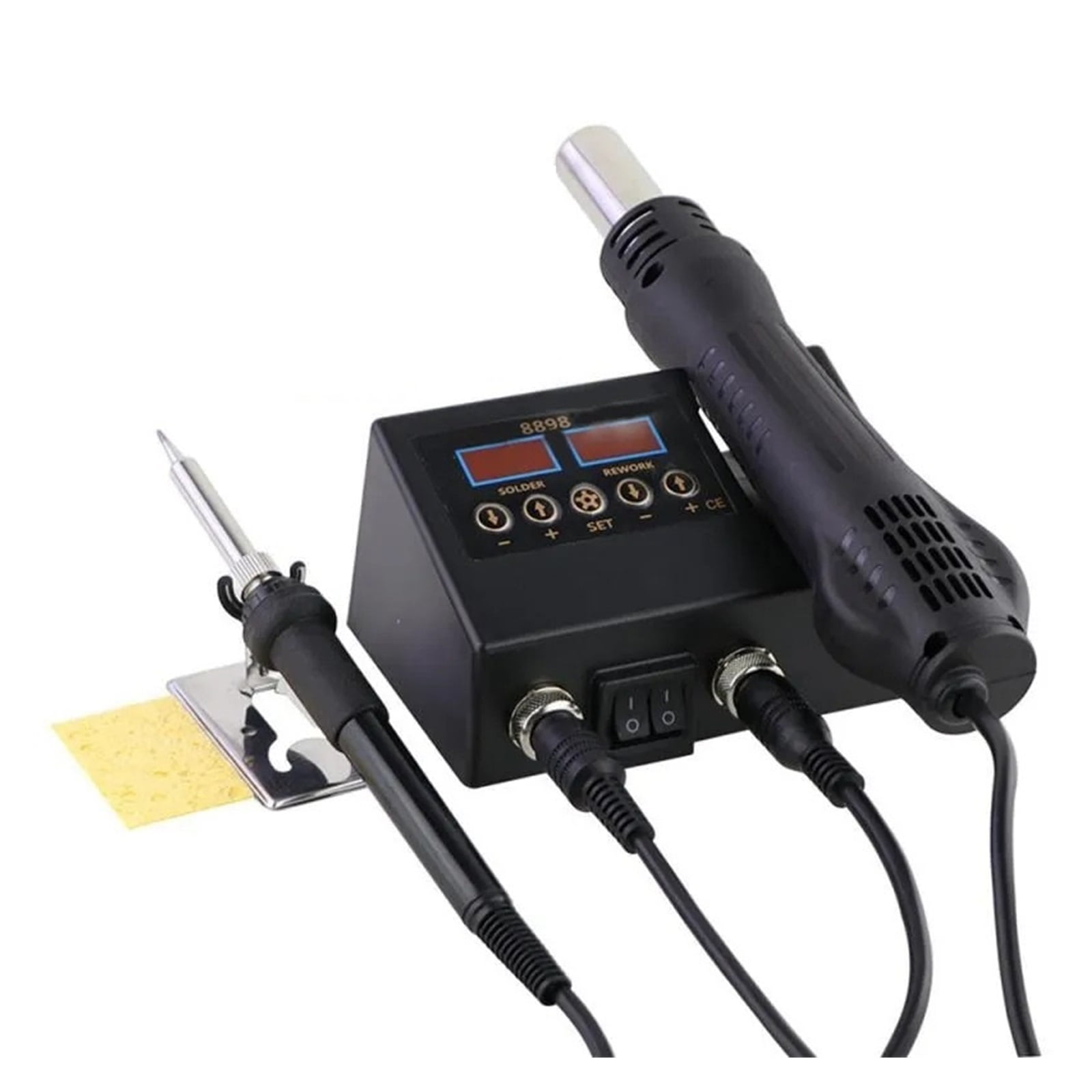 Welding Station Heat Gun Electric Soldering Iron Dual Digital Display Two In One Welding Station Welding Maintenance Tool Combination ,High Temperature Resistant