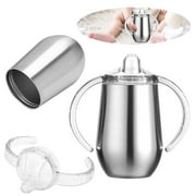 10 Oz Stainless Steel Sippy Cup Double Wall Vacuum Insulated Sippy Tumble with Handle for Children Baby (Silver)