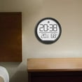 thumbnail image 1 of Reloj despertador digital Reloj de pared redondo 7,4 cm con temperatura 12 horas/24 horas Funciona con pilas multifuncional para sala de estar Negro BLESIY Reloj despertador digital, 1 of 8
