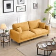 thumbnail image 3 of 74" Upholstered Sofa, Comfy 3 Seat Sofa with Wooden Frame, Modern Corduroy Deep Seat Sofa with Pillows for Living Room, Bedroom, Apartment, Orange, 3 of 9