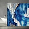 thumbnail image 2 of Abstract Marble Shower Curtain Blue Texture Watercolor Art Mix Luxury Modern Ink Painting Pattern Fabric Bathroom Decor Set with Hooks（36" WX70 H）, 2 of 5