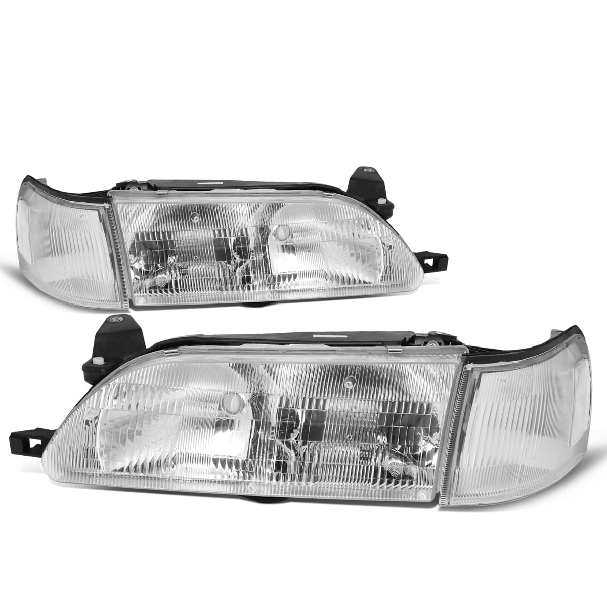 DNA Motoring HL-OH-095-CH-CL1 For 1993 to 1997 Toyota Corolla Headlight  Chrome Housing Clear Corner Headlamp 94 95 96 Left + Right