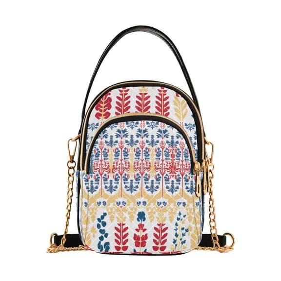 ALAZA Chain Crossbody Bags for Women Retro Flowers Shoulder Handbag Phone Purse