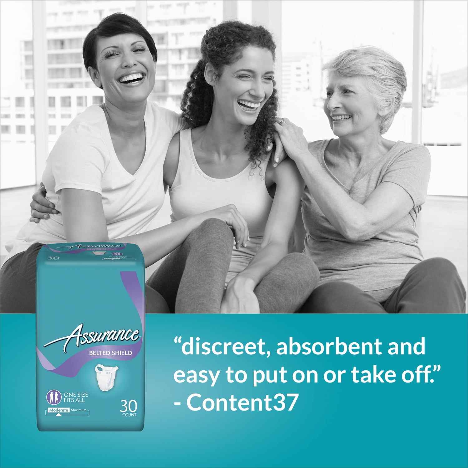 Assurance Incontinence Belted Shield Unisex, Moderate Absorbency One