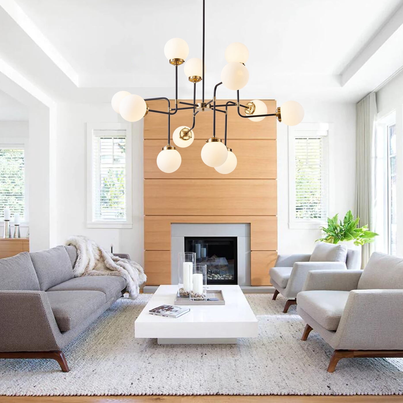 Aiwen Contemporary Chandelier Pendant Light 12 Lights Ambient Kitchen Island Light Fixture