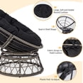 thumbnail image 6 of LOGYAT Wicker Papasan Circle Chair, 360° Swivel Chair, 37" Living Room Chair, Indoor Outdoor Rattan Chair with Thick Cushion, Ideal for Teenagers,Grey Rattan with Black Cushion, 6 of 6