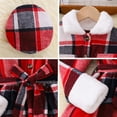 thumbnail image 4 of Wuxian Girls Christmas Plaid Long Dresses Plush Turndown Collar Long Sleeve Thick Thermal Dress With Belt Hat Casual Winter Warm Clothing For Teens Outfit Fall Dresses,Red,11-12 Years, 4 of 9