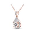 thumbnail image 2 of Round Cut Lab Created Moissanite Diamond Teardrop Halo Pendant Necklace In 14k Rose Gold Plated Sterling Silver 18" Chain(G-H Color,VVS1 Clarity,1.20 Cttw), 2 of 7