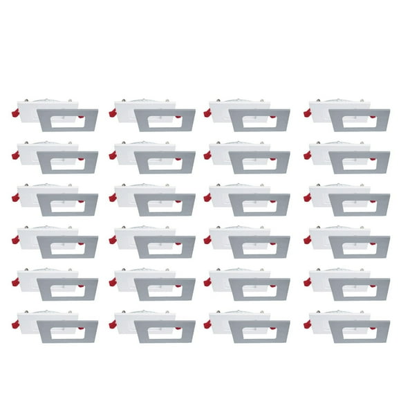 Nadair, 4" recessed slim lights, 3 built-in color temperature settings (3000K, 4000K, 5000K), Dimmable, Square, 24-pack