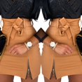 thumbnail image 3 of KOMOO Women Leather Pencil Skirt,Zipper Bowknot Tied Bodycon Skirts High Waist A-line Skirt, 3 of 8