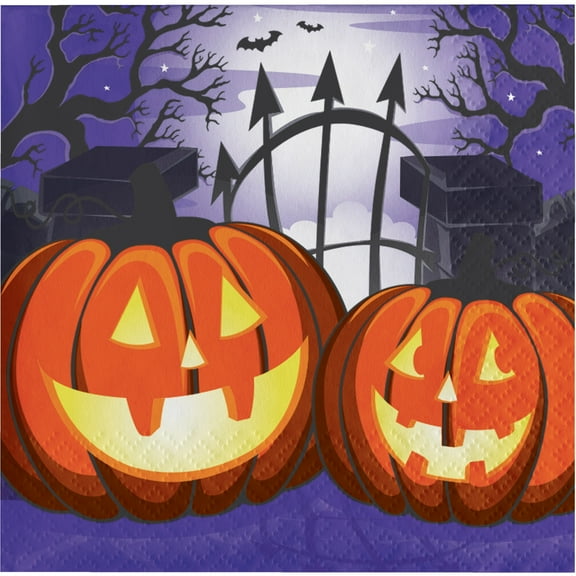 Haunted House Pumpkin Halloween 16 Ct 5" Beverage Napkins