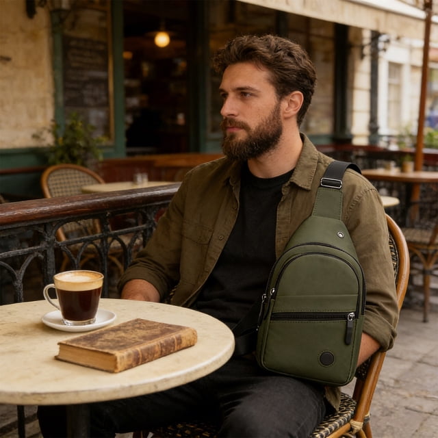 Bandolera Mochila de hombre para cabestrillo pecho hermética • Mochila de hombro cruzada ligera • Bolsa mensajera multifuncional deportiva para ocio al aire libre
